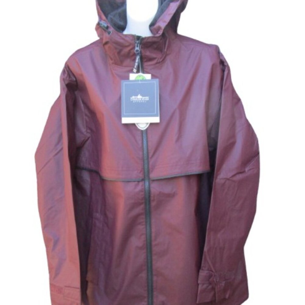 Charles River Apparel Woman's New Englander Waterproof Rain Jacket Marron Black - Picture 4 of 4